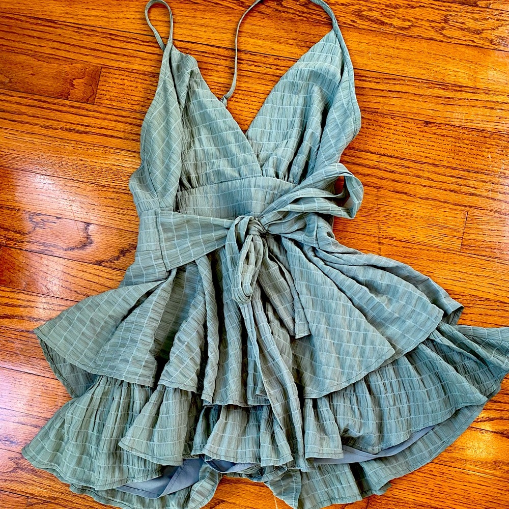 Green flowy romper